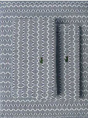 Lacoste Racquet Print Cotton Percale 4-Piece Sheet Set Navy Blue Queen